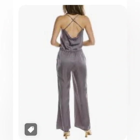 NWT chaser silky basics cross back jumpsuit grey - Picture 2 of 9